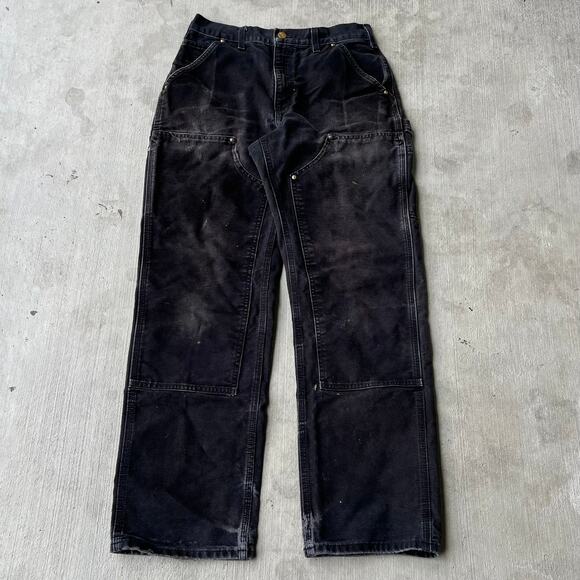 Vintage Y2K Carhartt faded black double knee work wear carpenter pants